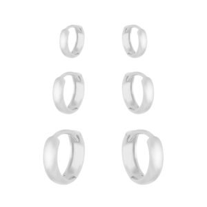 Trio de Argolas Lisas em Prata 925